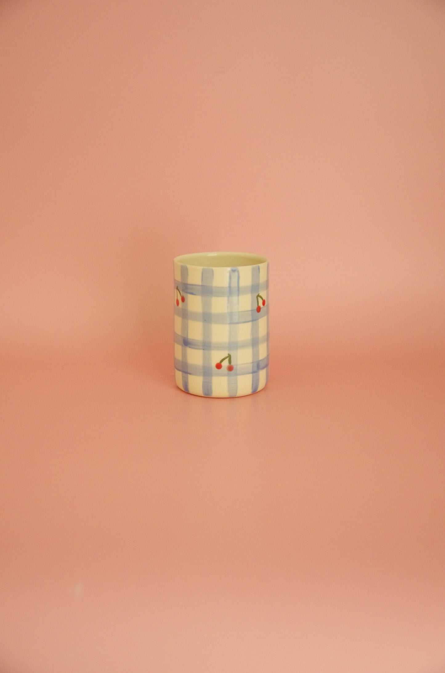 Blue Gingham w/ cherries (Two sizes available)