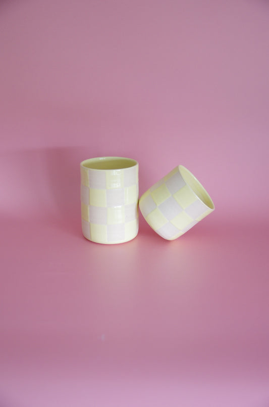 Checkered Cup (Butter Yellow/Two sizes)
