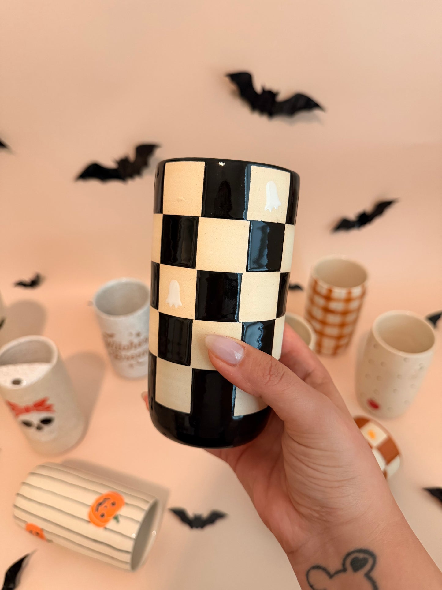 Black checkered w/ Ghosties (Two sizes/styles available)